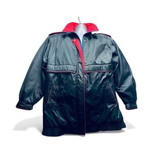 VTG City Limits Men Jacket Nylon Black Red Blue M 80s Ski Shell Retro Streetwear